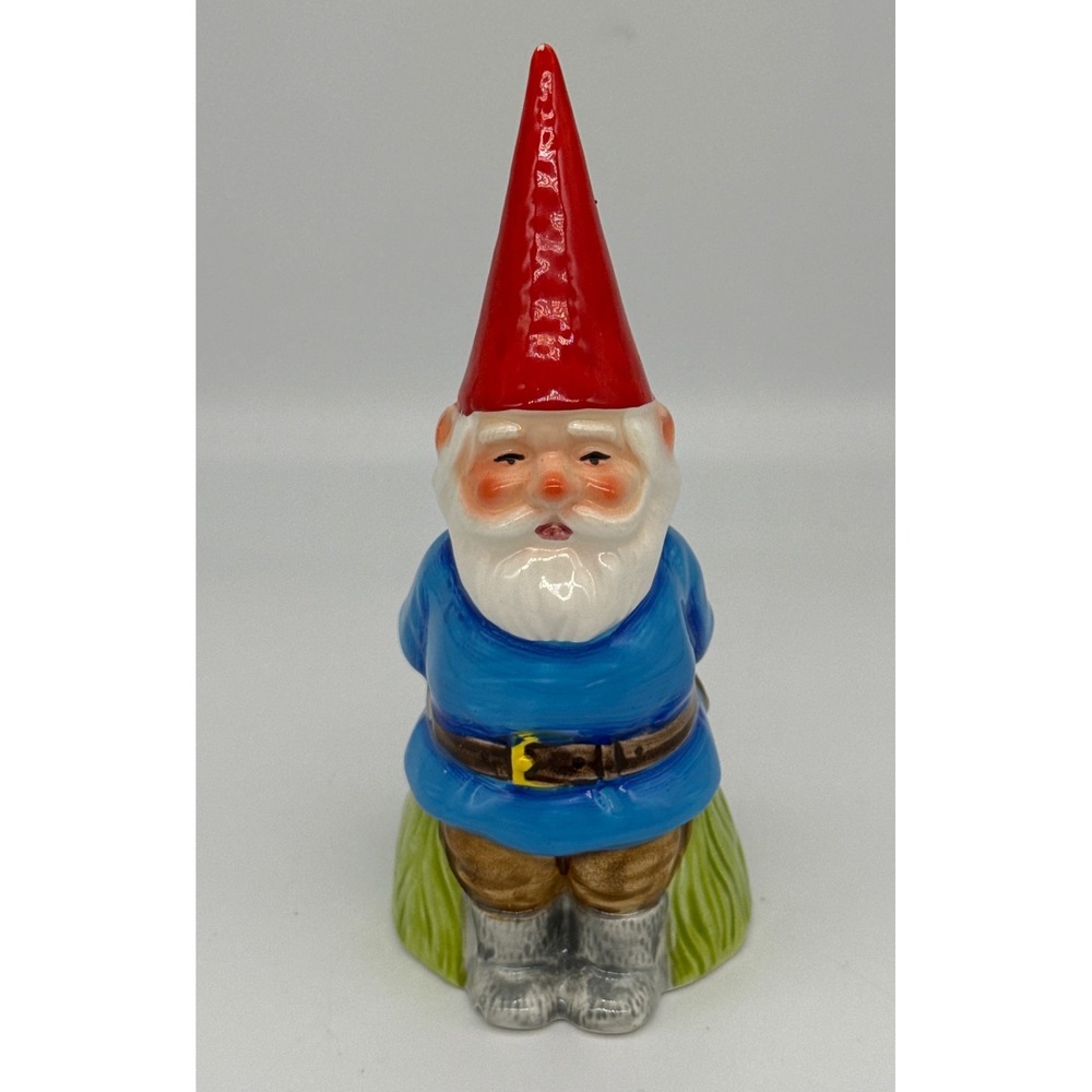 VTG 1980 Gorham Ceramic Gnome Bell Japan Unieboek BV Red Blue Whimsical Decor